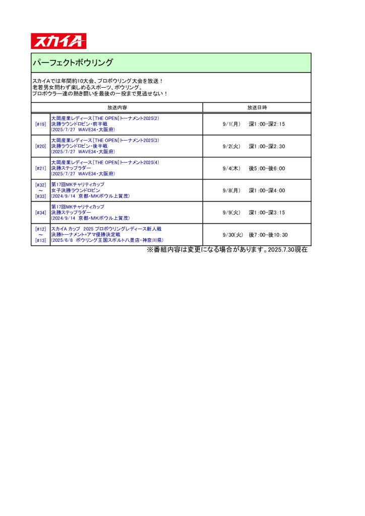 【スカイＡ】パーフェクトボウリング2509のサムネイル